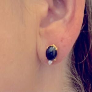 Cabochon Sapphire and Diamond Studs